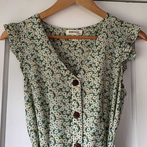 LIKE NEW | Monteau | Green Floral Summer Dress | Small - Picture 5 of 8